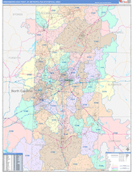 Greensboro-High Point Metro Area Wall Map Color Cast Style 2026